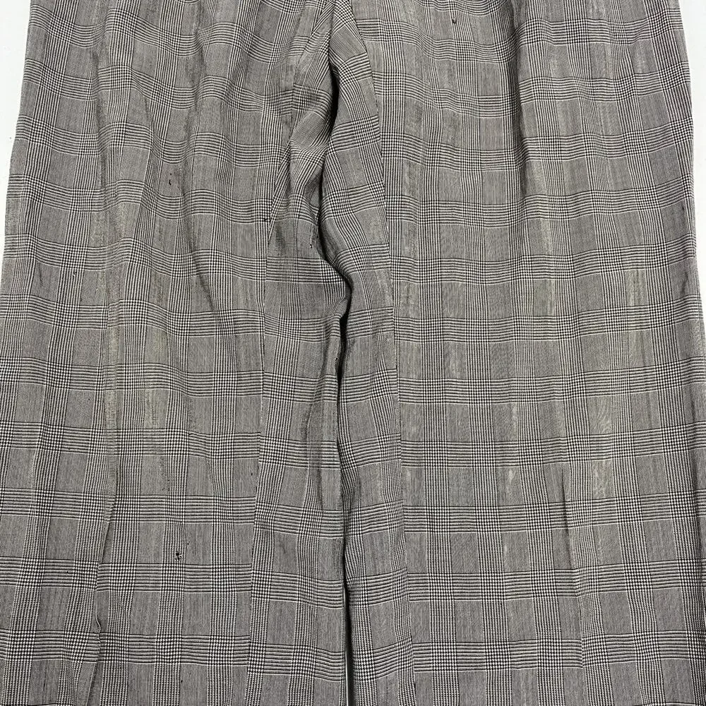 Vintage 50s Grey Plaid Polyester Pleated Trousers 29x28